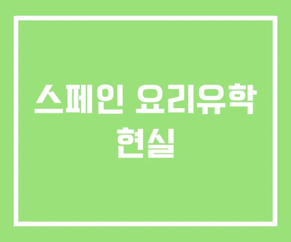 스페인 요리유학 현실