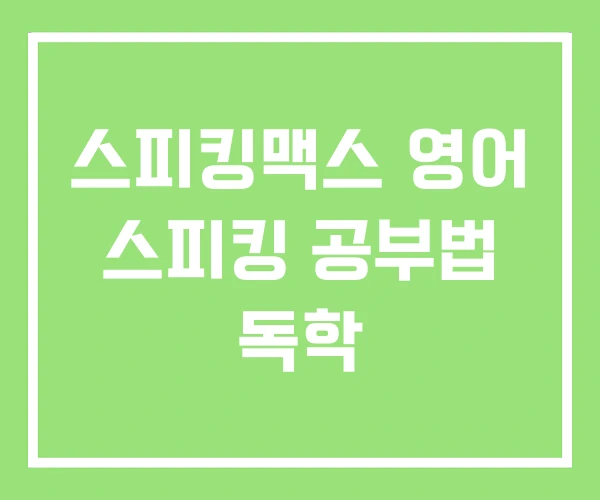 스피킹맥스 영어 스피킹 공부법 독학 스피킹맥스 영어 스피킹 공부법 독학