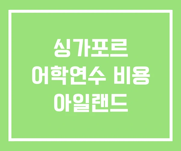 싱가포르 어학연수 비용 아일랜드 싱가포르 어학연수 비용 아일랜드