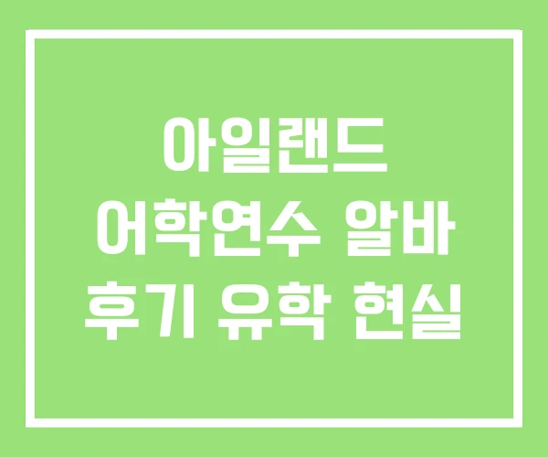 아일랜드 어학연수 알바 후기 유학 현실 아일랜드 어학연수 알바 후기 유학 현실