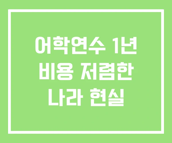 어학연수 1년 비용 저렴한 나라 현실 어학연수 1년 비용 저렴한 나라 현실