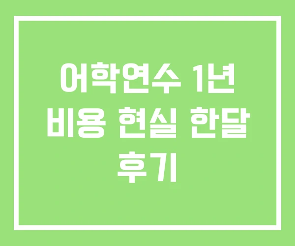 어학연수 1년 비용 현실 한달 후기 어학연수 1년 비용 현실 한달 후기