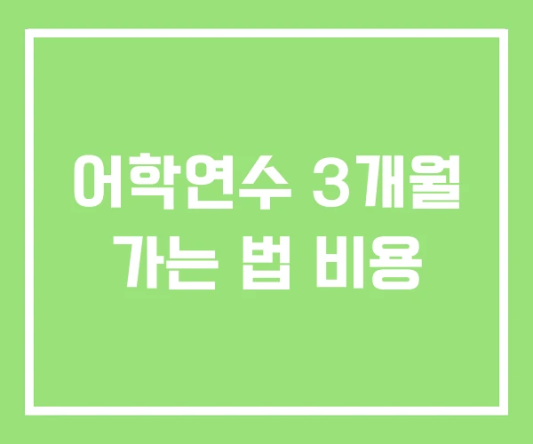어학연수 3개월 가는 법 비용