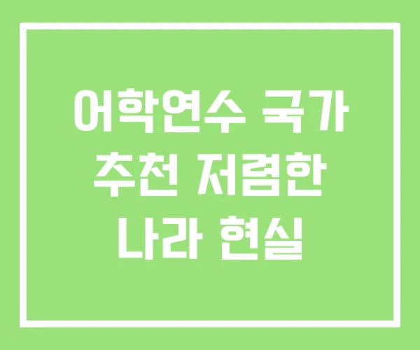 어학연수 국가 추천 저렴한 나라 현실