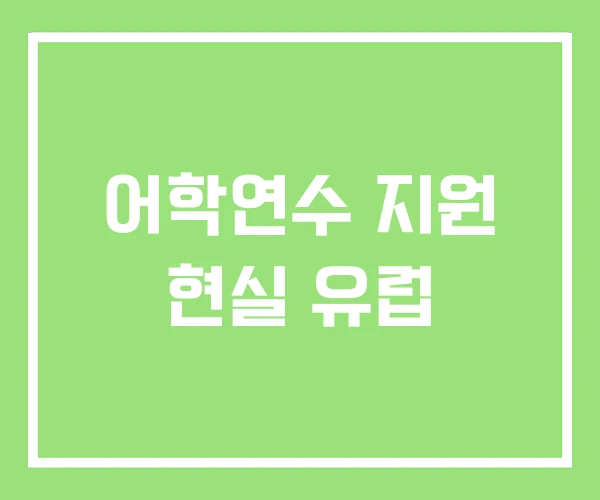 어학연수 지원 현실 유럽 어학연수 지원 현실 유럽