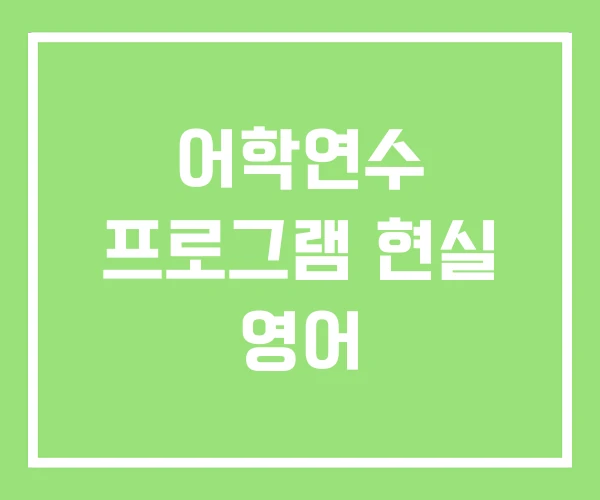 어학연수 프로그램 현실 영어