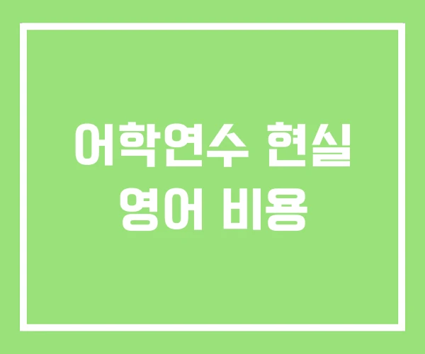 어학연수 현실 영어 비용 어학연수 현실 영어 비용