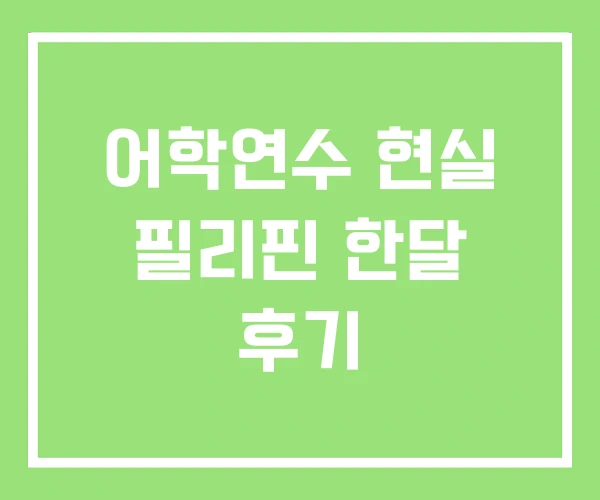 어학연수 현실 필리핀 한달 후기 어학연수 현실 필리핀 한달 후기