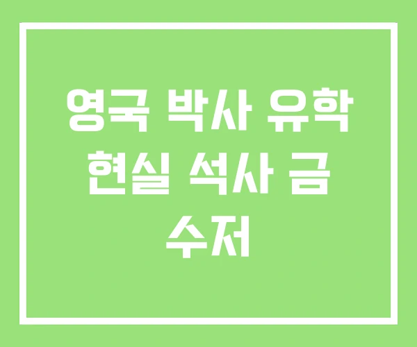 영국 박사 유학 현실 석사 금 수저 영국 박사 유학 현실 석사 금 수저
