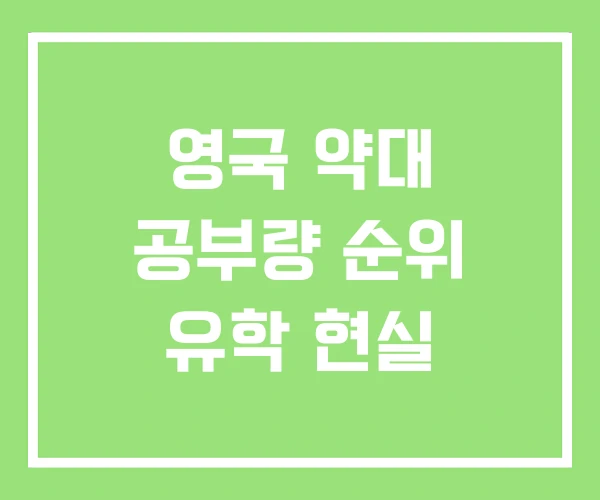 영국 약대 공부량 순위 유학 현실
