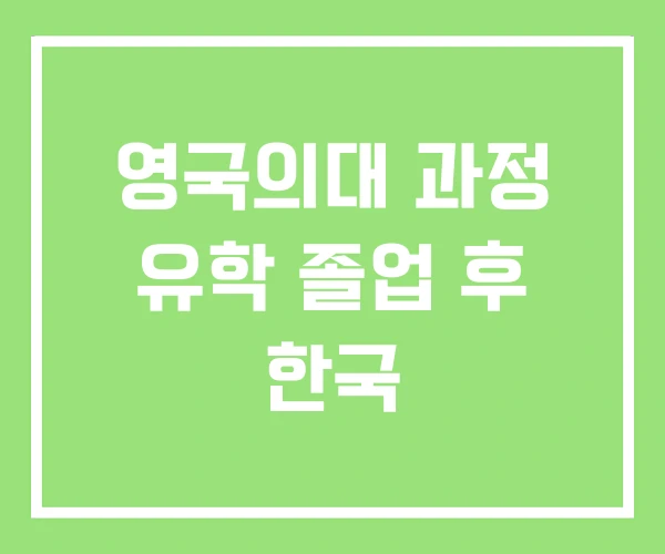 영국의대 과정 유학 졸업 후 한국 영국의대 과정 유학 졸업 후 한국