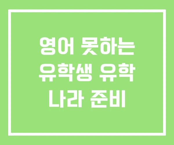 영어 못하는 유학생 유학 나라 준비 영어 못하는 유학생 유학 나라 준비