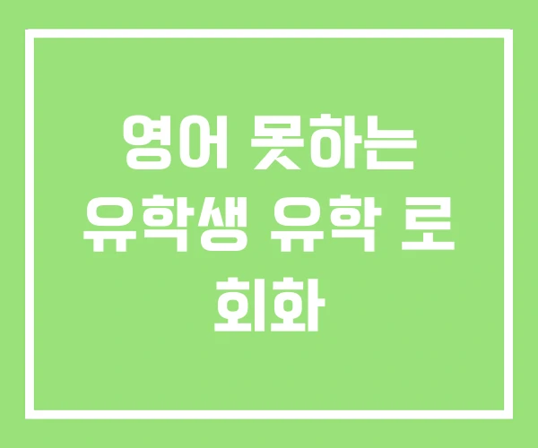 영어 못하는 유학생 유학 로 회화