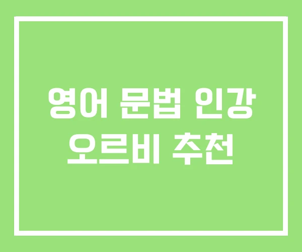 영어 문법 인강 오르비 추천 영어 문법 인강 오르비 추천