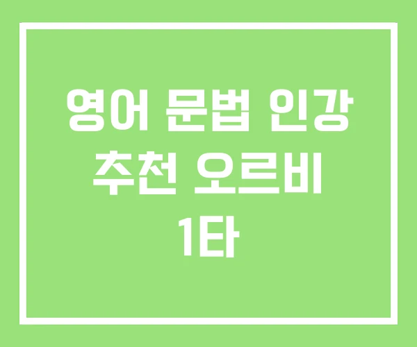 영어 문법 인강 추천 오르비 1타 영어 문법 인강 추천 오르비 1타