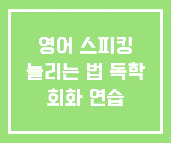 영어 스피킹 늘리는 법 독학 회화 연습