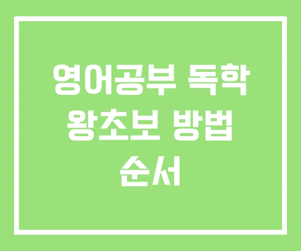 영어공부 독학 왕초보 방법 순서