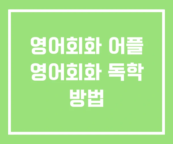 영어회화 어플 영어회화 독학 방법