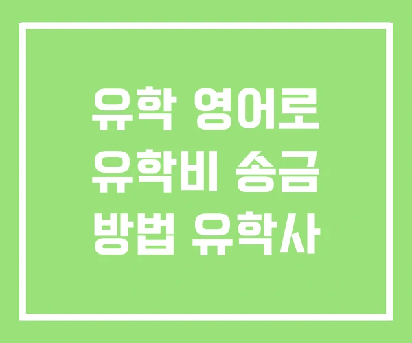 유학 영어로 유학비 송금 방법 유학사 유학 영어로 유학비 송금 방법 유학사