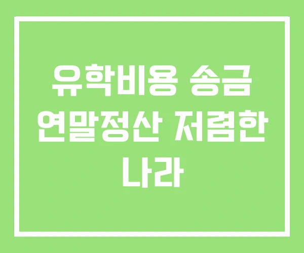 유학비용 송금 연말정산 저렴한 나라 유학비용 송금 연말정산 저렴한 나라