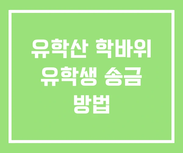 유학산 학바위 유학생 송금 방법 유학산 학바위 유학생 송금 방법