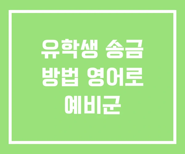 유학생 송금 방법 영어로 예비군 유학생 송금 방법 영어로 예비군
