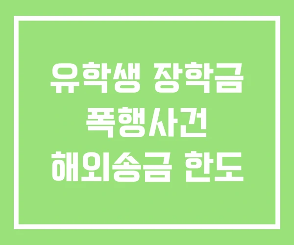 유학생 장학금 폭행사건 해외송금 한도