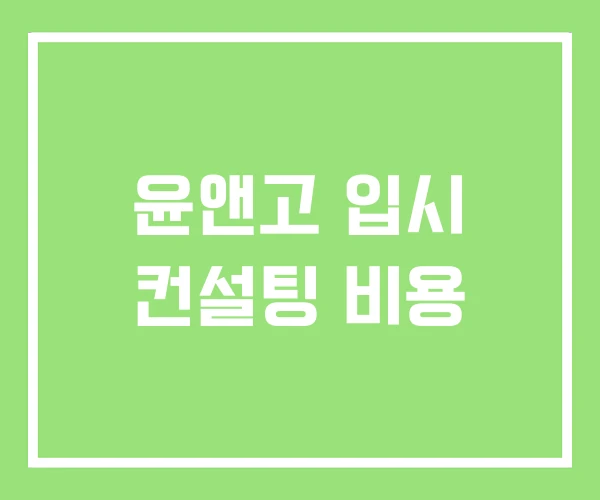 윤앤고 입시 컨설팅 비용 윤앤고 입시 컨설팅 비용