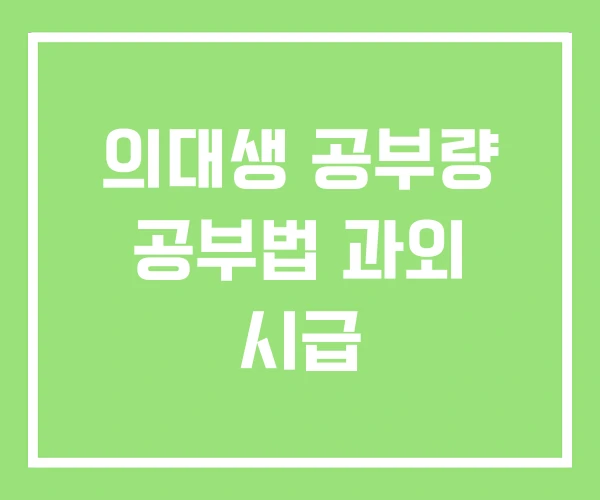 의대생 공부량 공부법 과외 시급 의대생 공부량 공부법 과외 시급