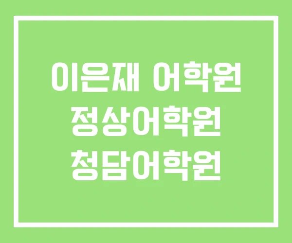 이은재 어학원 정상어학원 청담어학원