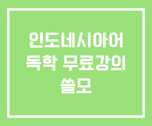 인도네시아어 독학 무료강의 쓸모 인도네시아어 독학 무료강의 쓸모