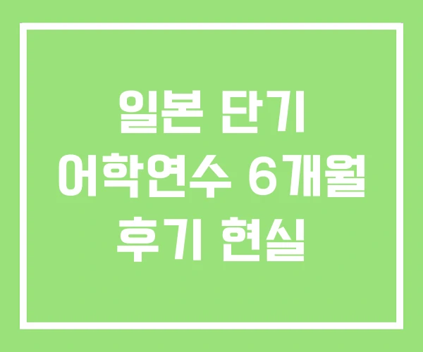 일본 단기 어학연수 6개월 후기 현실