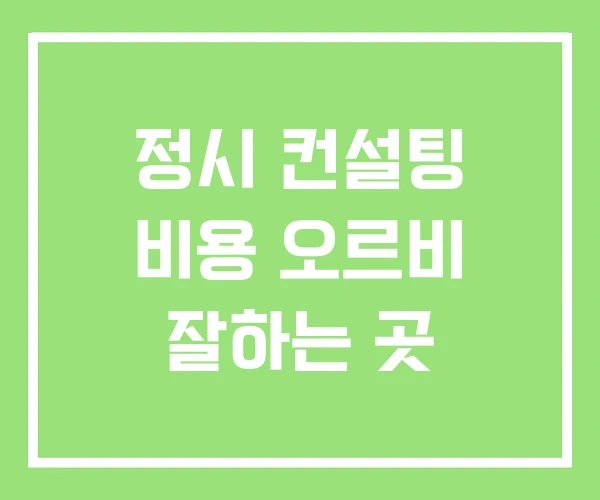 정시 컨설팅 비용 오르비 잘하는 곳