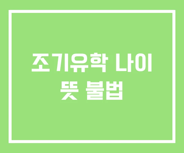 조기유학 나이 뜻 불법