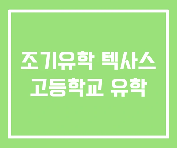 조기유학 텍사스 고등학교 유학 조기유학 텍사스 고등학교 유학