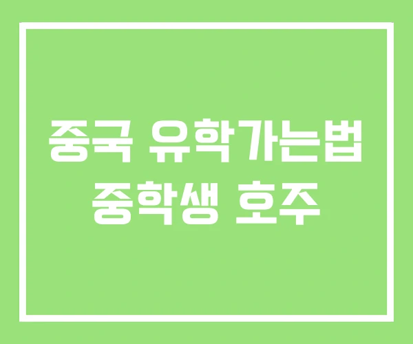 중국 유학가는법 중학생 호주 중국 유학가는법 중학생 호주
