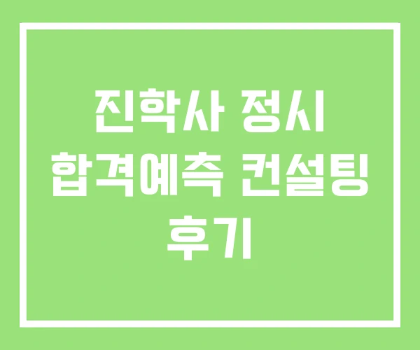진학사 정시 합격예측 컨설팅 후기