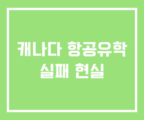 캐나다 항공유학 실패 현실