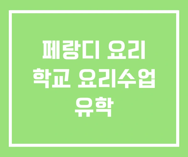 페랑디 요리 학교 요리수업 유학