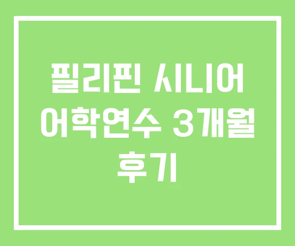 필리핀 시니어 어학연수 3개월 후기 필리핀 시니어 어학연수 3개월 후기