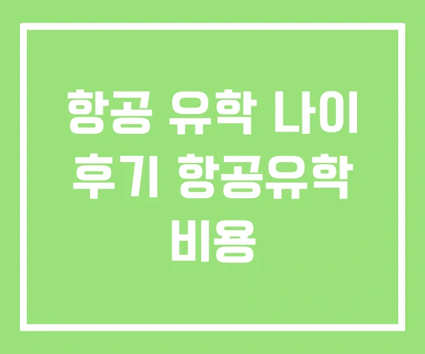 항공 유학 나이 후기 항공유학 비용 항공 유학 나이 후기 항공유학 비용