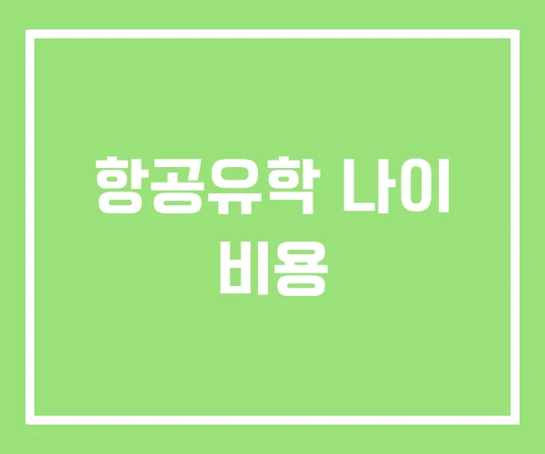 항공유학 나이 비용