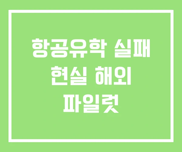 항공유학 실패 현실 해외 파일럿