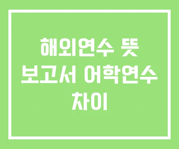 해외연수 뜻 보고서 어학연수 차이 해외연수 뜻 보고서 어학연수 차이