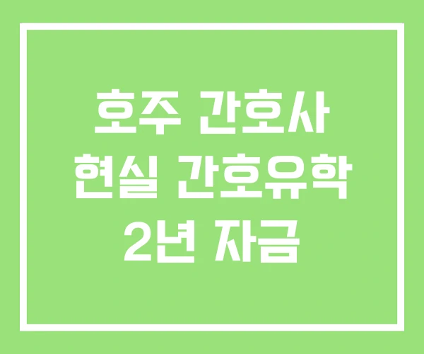 호주 간호사 현실 간호유학 2년 자금 호주 간호사 현실 간호유학 2년 자금