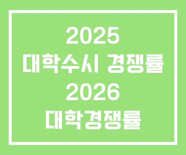 2025 대학수시 경쟁률 2026 대학경쟁률