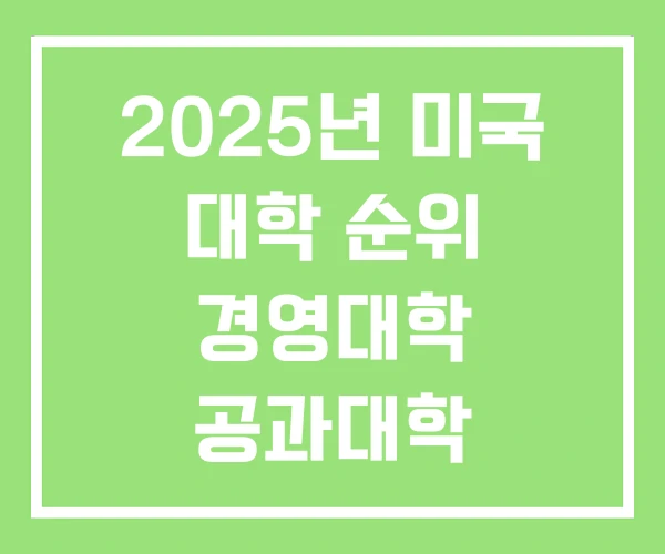 2025년 미국 대학 순위 경영대학 공과대학