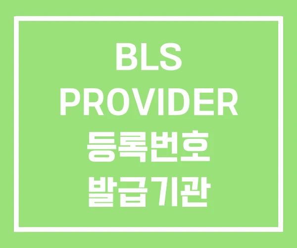 BLS PROVIDER 등록번호 발급기관 유효기간 BLS PROVIDER 등록번호 발급기관 유효기간