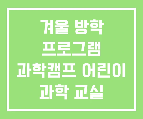 겨울 방학 프로그램 과학캠프 어린이 과학 교실 겨울 방학 프로그램 과학캠프 어린이 과학 교실