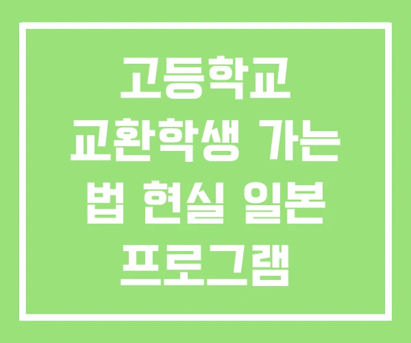 고등학교 교환학생 가는 법 현실 일본 프로그램